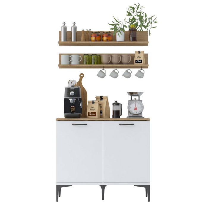 Hanah Home Armario Multiusos Blanco y Nogal